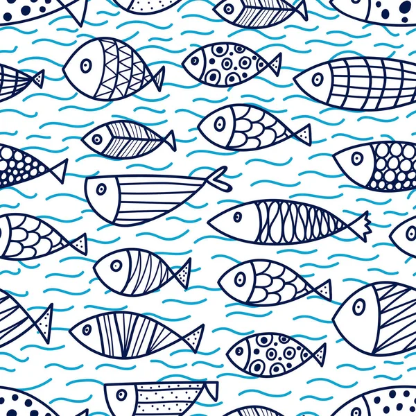 魚のシームレスなパターン — ストックベクタ