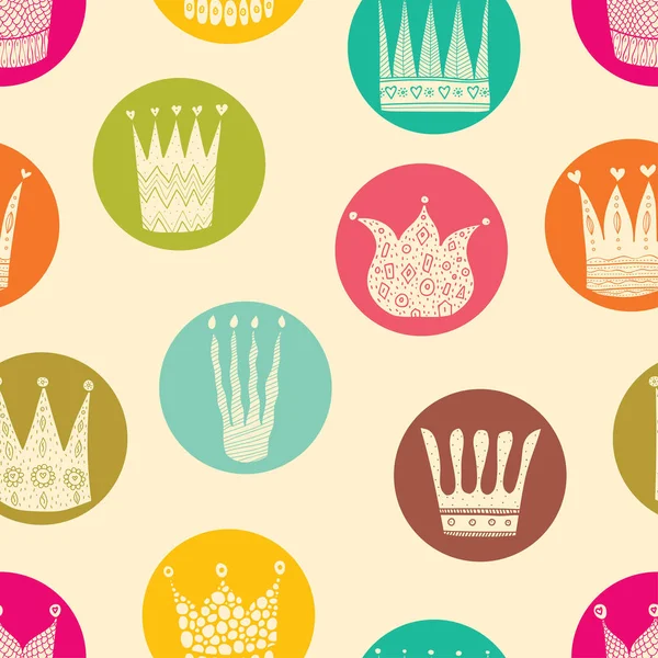 Princess crown. Kinderen naadloze patroon — Stockvector