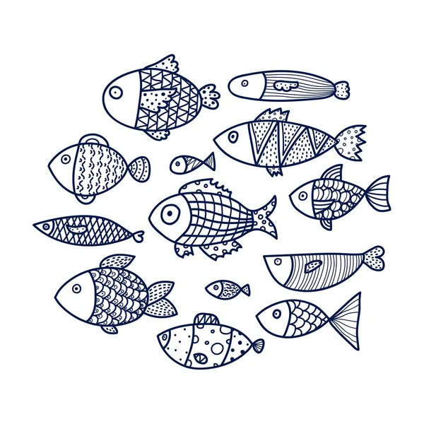 Padrão de peixe sem costura — Vetor de Stock