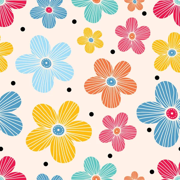 Seamless pattern with colorful flowers — Stock Vector