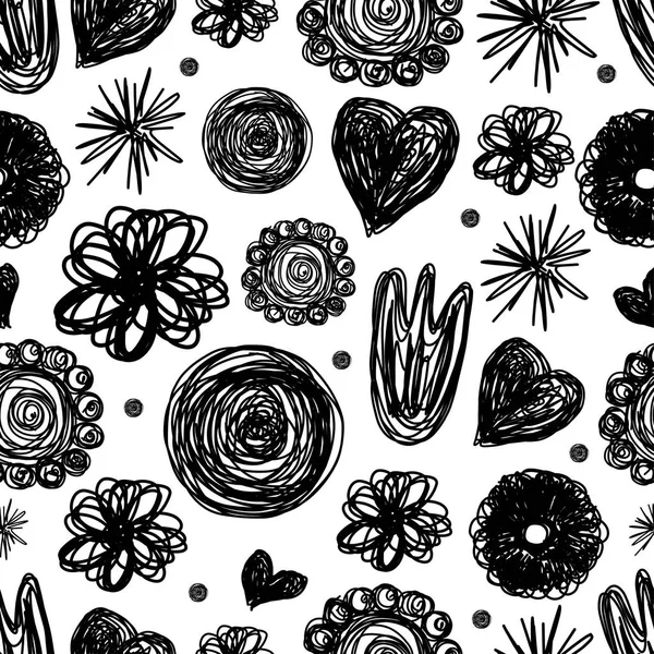 Pattern with hand drawn flowers — Stock Vector