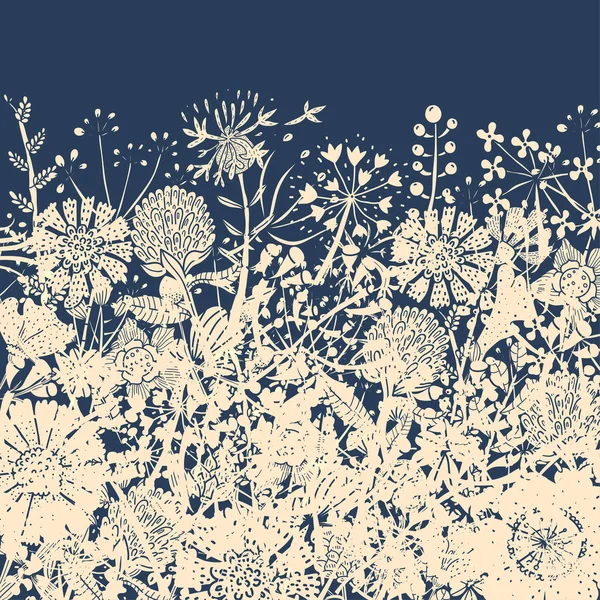 Cartão postal com ervas e flores silvestres —  Vetores de Stock