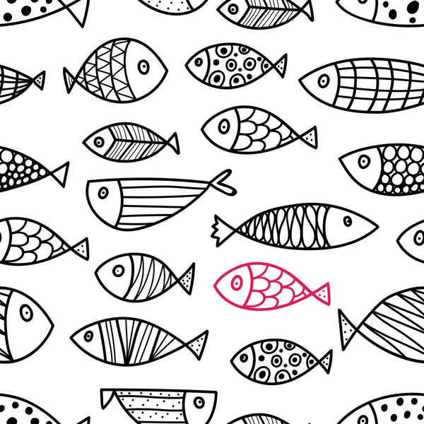 Bezszwowy wzór z rybami — Wektor stockowy
