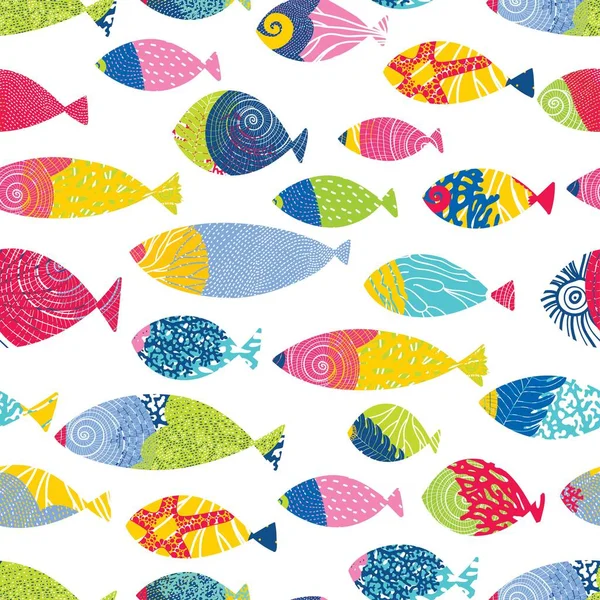 Motif sans couture avec des poissons — Image vectorielle