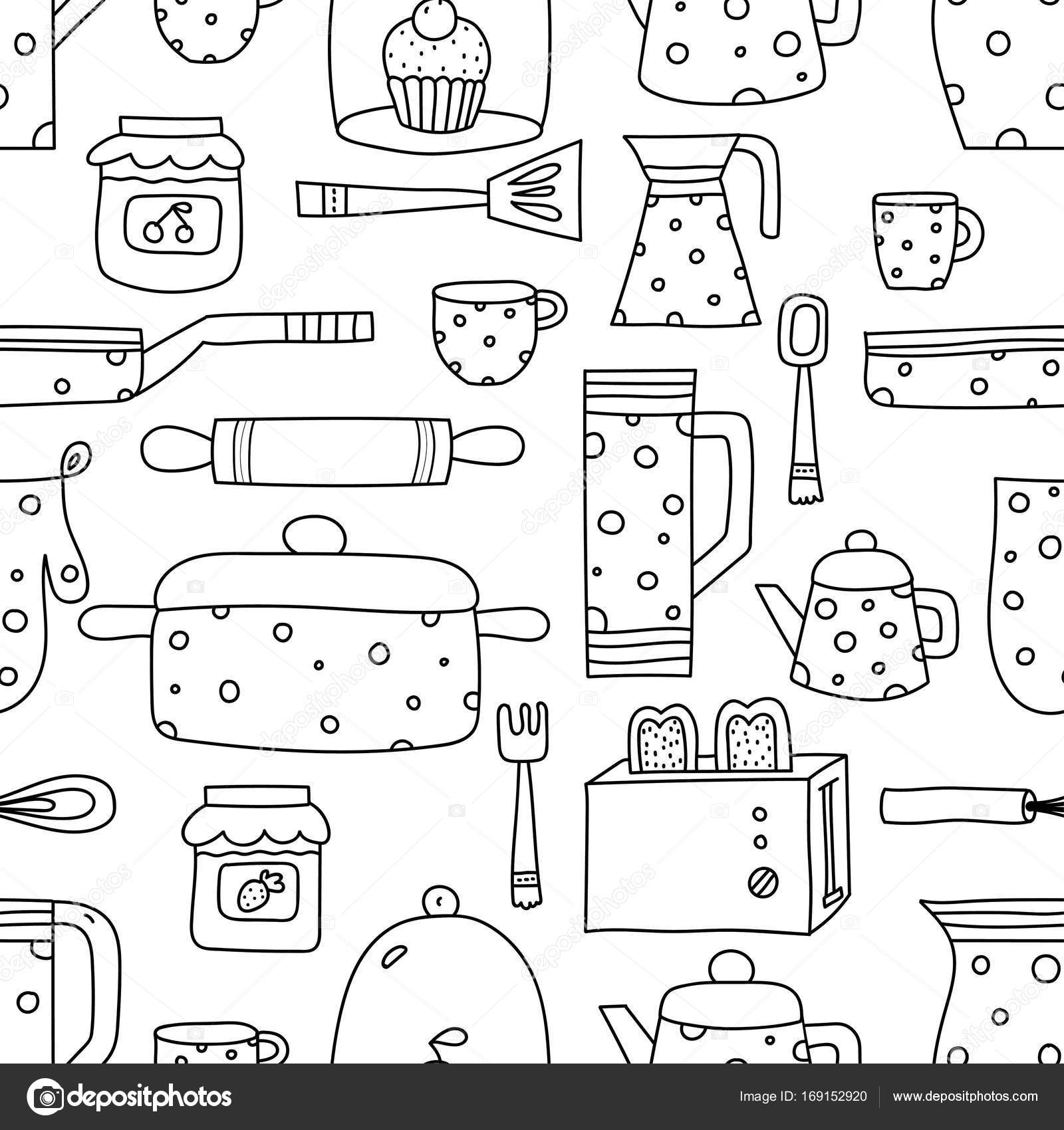Cute Kitchen Vector Seamless Pattern Seamless Pattern Can Used ...