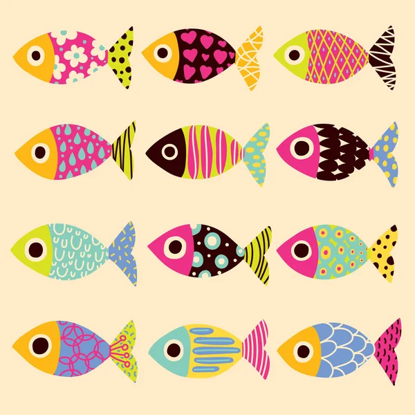 Fish Seamless Pattern Vector Illustration — Stock Vector