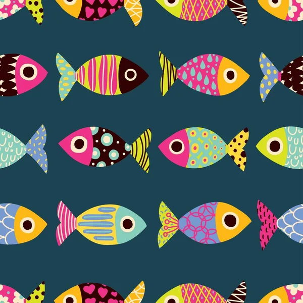 Fish Seamless Pattern Vector Illustration — Stock Vector