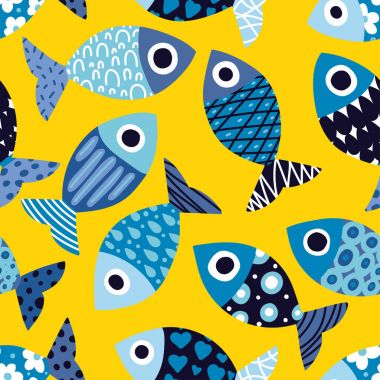 Balık Dikişsiz desen vektör çizim 