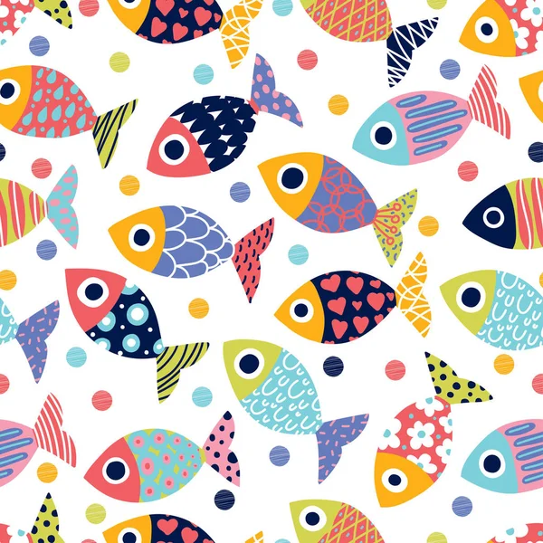 Illustration Vectorielle Modèle Sans Couture Poisson — Image vectorielle