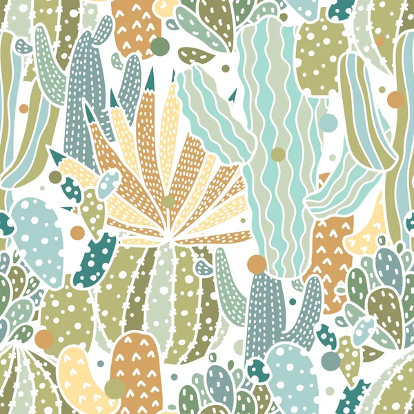 Słodki Kaktus Bezbarwny Wzór Bezszwowy — Wektor stockowy