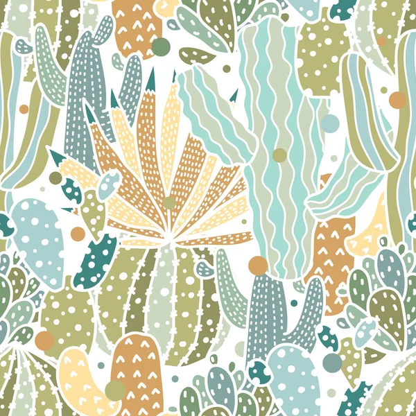Cute cactus. Colorful seamless pattern.
