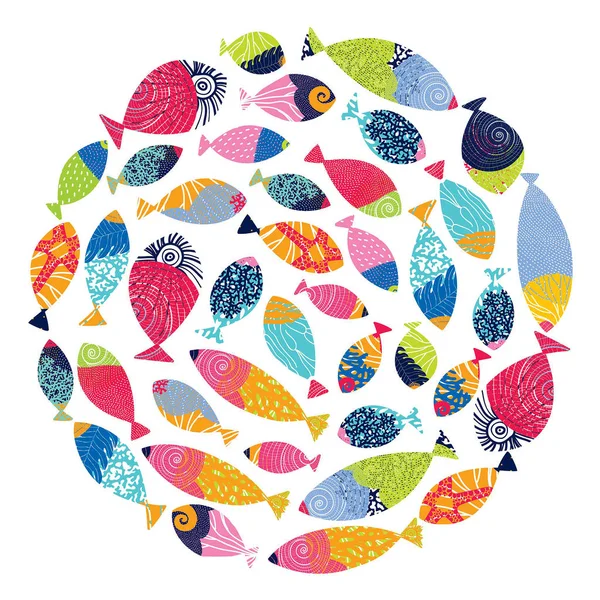 Cute Postcard Decorative Fish — Stock Vector