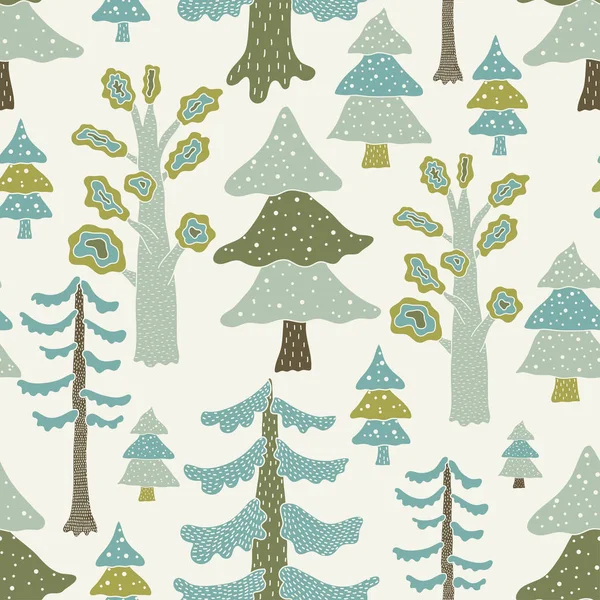 Bosque Invierno Lindo Vector Patrón Sin Costura — Archivo Imágenes Vectoriales