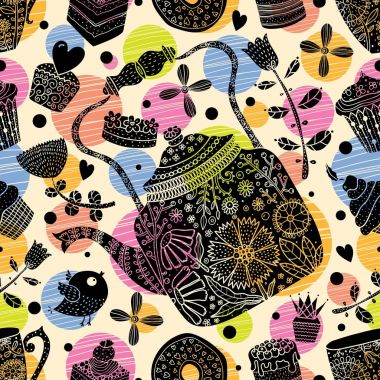 Çay partisi. Şirin kartpostal.