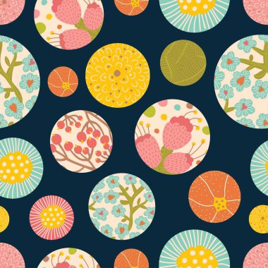 Şirin çiçekler polka dot. Seamless modeli.