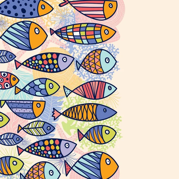 Aranyos képeslap dekoratív halakkal. — Stock Vector