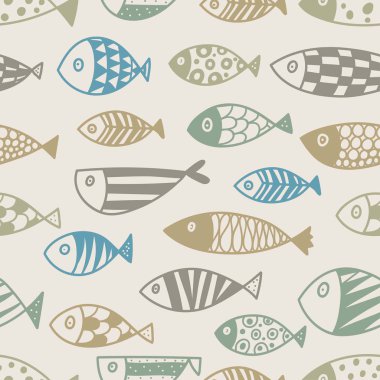 Sevimli çizgi balık. Arka plan çocuklar. Seamless modeli.