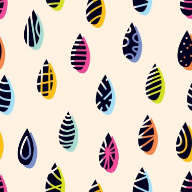 Yağmur damlası. Sevimli vektör seamless modeli. Kumaş, kağıt, arka planlar için kullanılabilir.