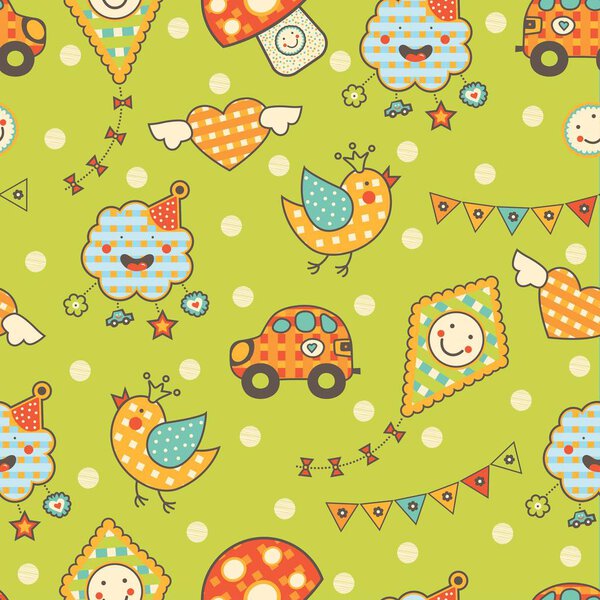 Cartoon children's seamless  pattern in vector. 