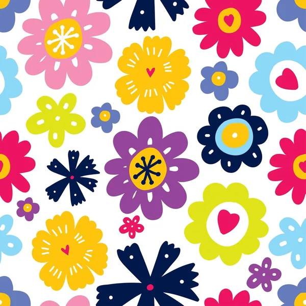 Spring flowers. Cute seamless pattern. — Stock Vector