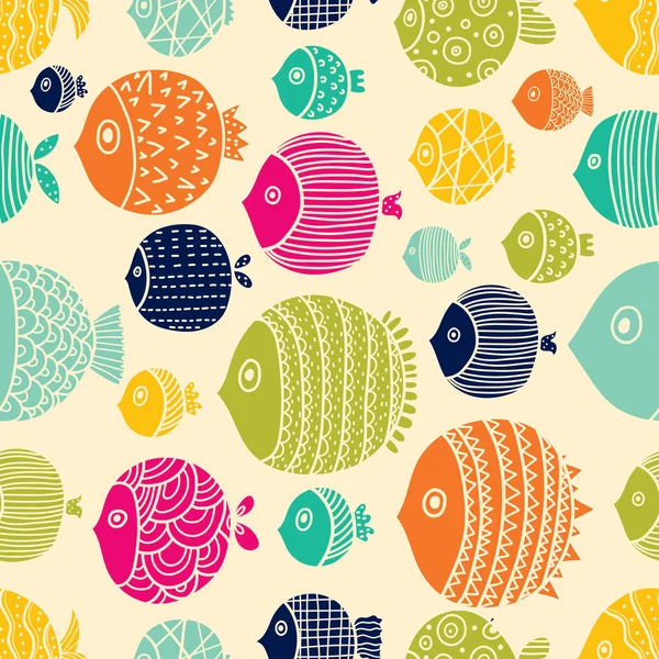 Joli Poisson Des Enfants Modèle Sans Couture — Image vectorielle