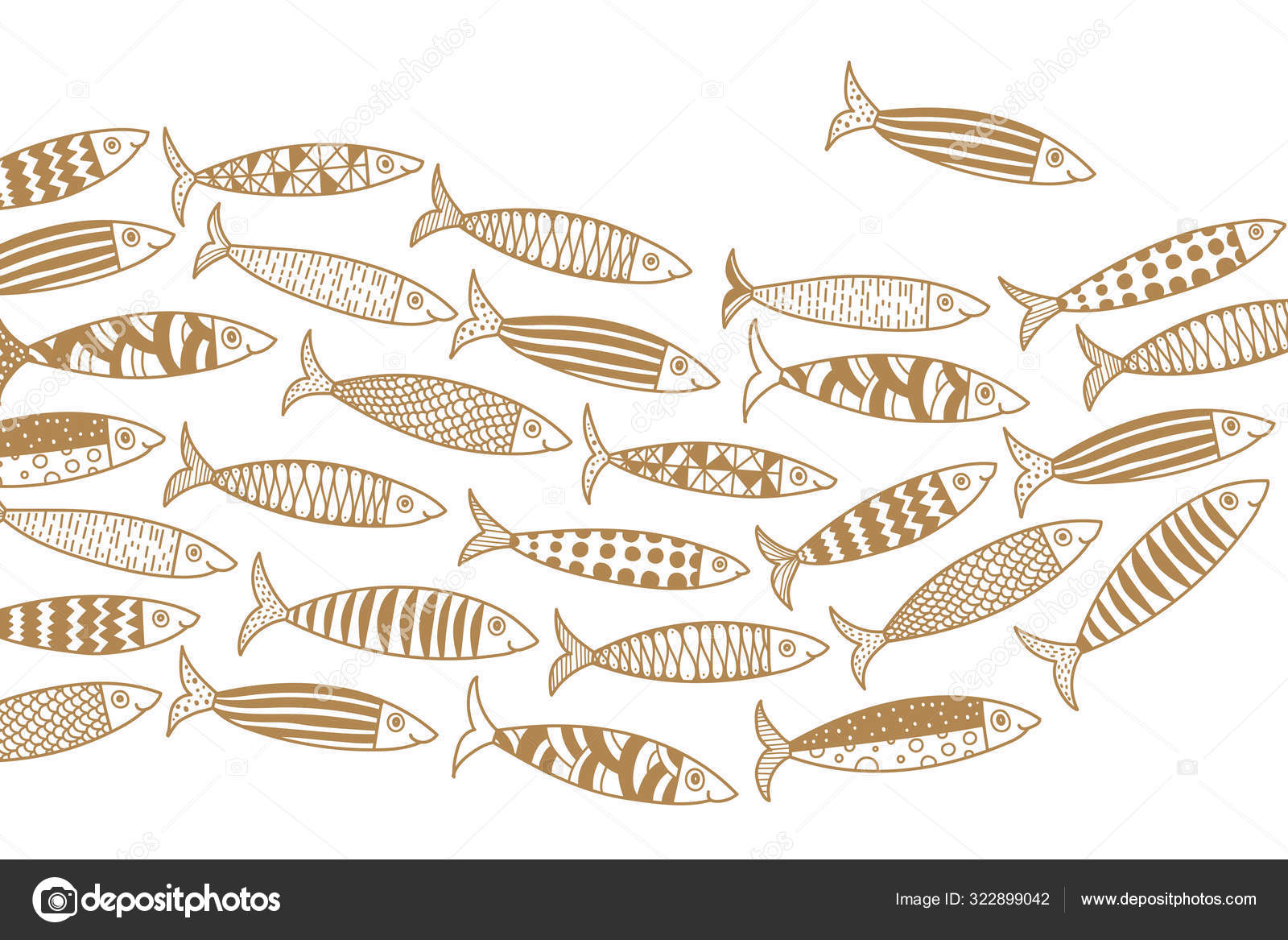 Cute Gold Fish Wave Vector Sea Poster — Stock Vector © vyazovskaya ...