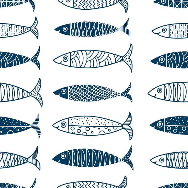 可爱的鱼 孩子们的背景无缝图案 可用于纺织工业 剪贴簿等行业 — 图库矢量图片
