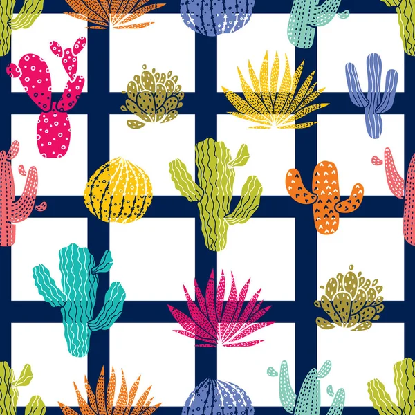 Lindo Cactus Patrón Inconsútil Colorido Patrón Sin Fin Puede Utilizar — Archivo Imágenes Vectoriales
