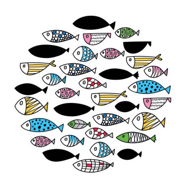 Sevimli balık. Balık ile motifi.