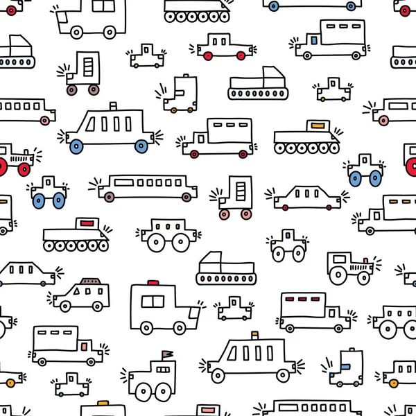 Cute Cars Children Vector Coloring Seamless Pattern Can Used Wallpaper ベクターグラフィックス