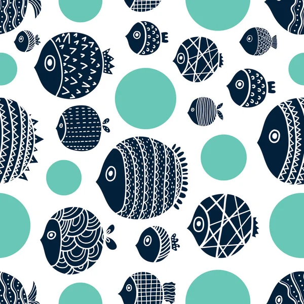 Cute Fish Seamless Pattern Vector — Stock Vector