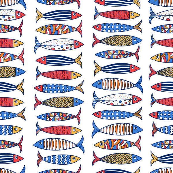 Симпатичная Рыбка Детей Бесшовный Шаблон Использован Текстильной Промышленности Бумаге Фоновом — стоковый вектор