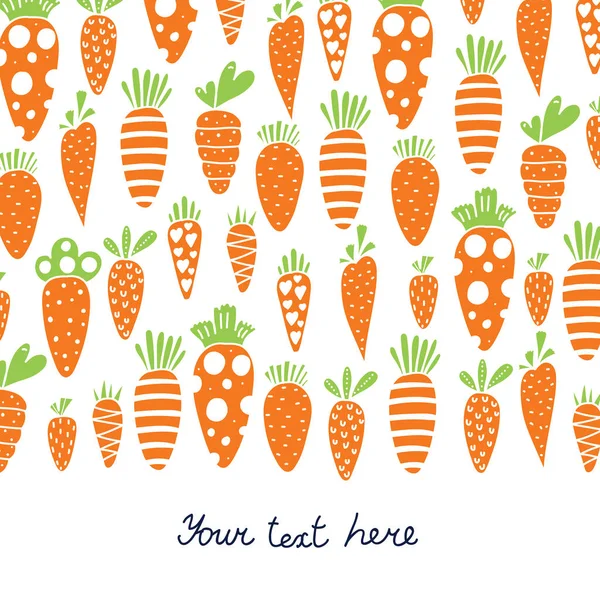 Морковь Бесшовный Образец Пасхи Линейная Морковь Оранжевая Горошек Бесконечный Узор — стоковый вектор