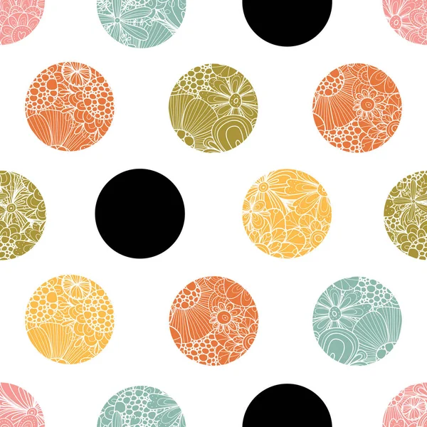 花や水玉 かわいいシームレスなパターン シームレスなパターンは パターンフィル ウェブページの背景 表面テクスチャに使用することができます — ストックベクタ