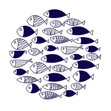 Sevimli balık. Balık ile motifi.