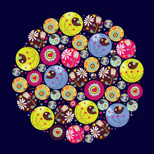 Pois Fleurs Printemps Illustration Vectorielle — Image vectorielle