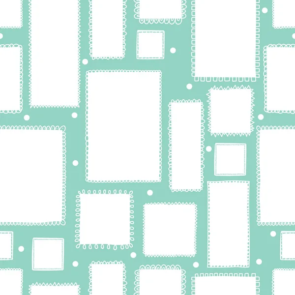 Cute Frames Seamless Pattern Mint Color Coloring — Stock Vector