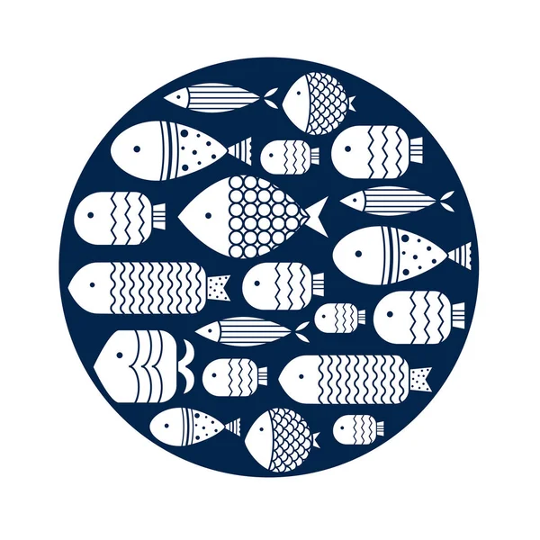 Pescado Tarjeta Linda Ilustración — Vector de stock