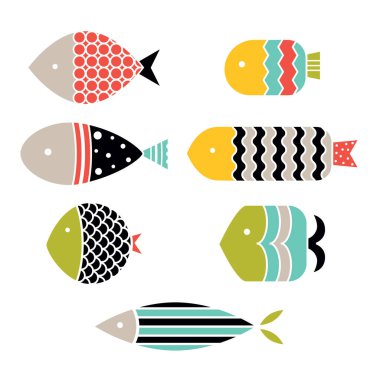 Fish Set vektör illüstrasyonu 