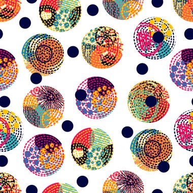 Kusursuz desen, benekli kumaş, duvar kağıdı, vektör. Neşeli polka nokta vektörsüz desen. Tekstil endüstrisinde, kağıt, arkaplanda, koleksiyon defterinde kullanılabilir.