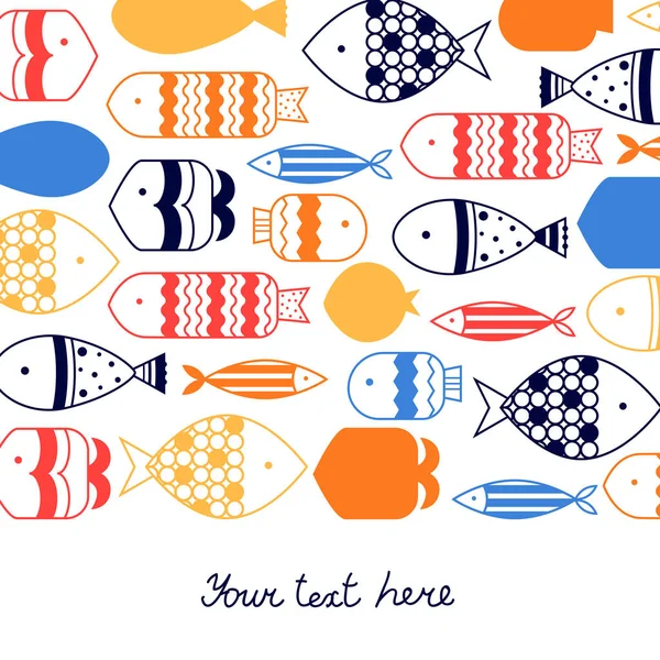 Χαριτωμένο Διακοσμητικό Διάνυσμα Κάρτα Ψάρια — Διανυσματικό Αρχείο