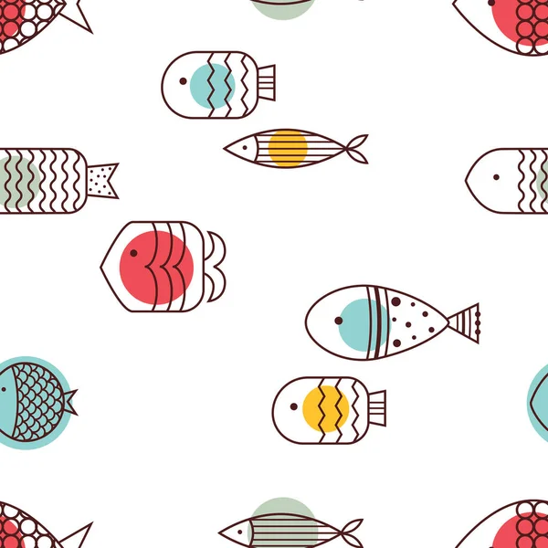 Симпатичная Рыба Горошек Векторный Бесшовный Шаблон — стоковый вектор