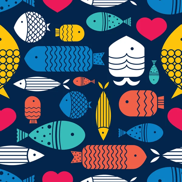 Şirin Balık Çocuk Geçmişi Kusursuz Desen Tekstil Endüstrisinde Kağıt Arkaplanda — Stok Vektör