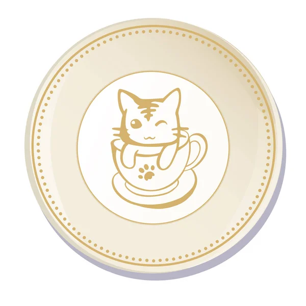 A yavru kedi, sevimli plaka tasarım bir resim ile bir tabak
