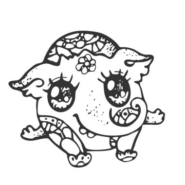 Ana, siyah ve beyaz, hatta ile komik sevimli canavar