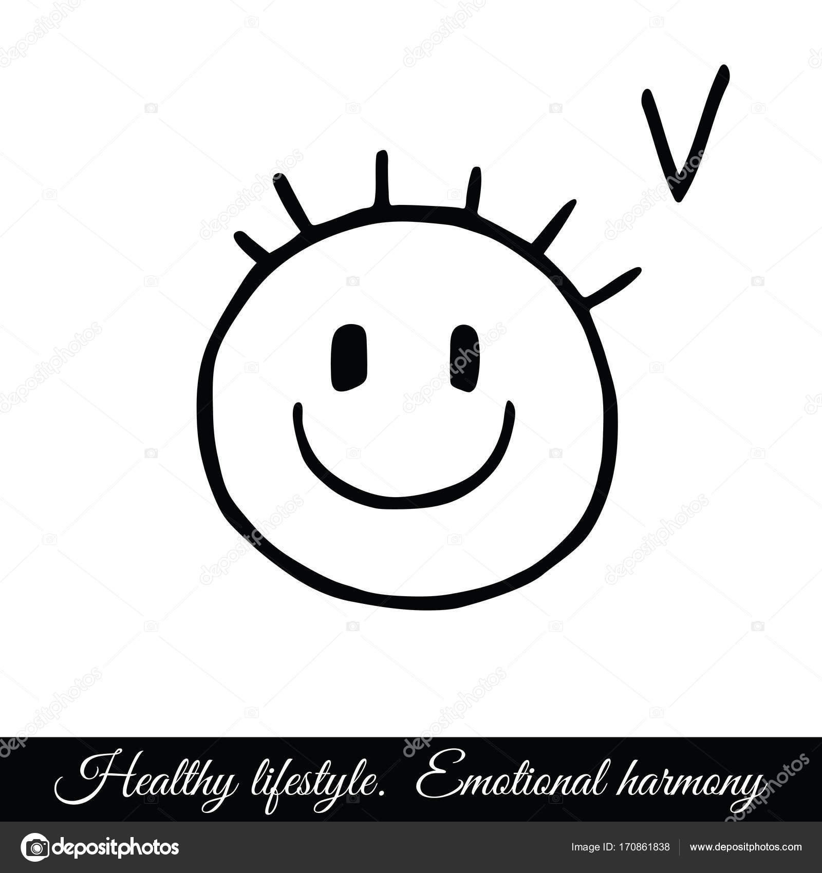 Stylized Smiling Face Emotional Harmony As Part Of A