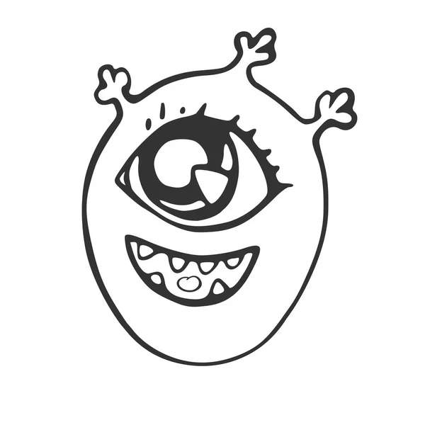 Cabeza de dibujos animados de un alegre monstruo de un solo ojo — Vector de stock
