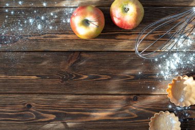 background frame brown tree apples dough baking dish dessert flour homemade
