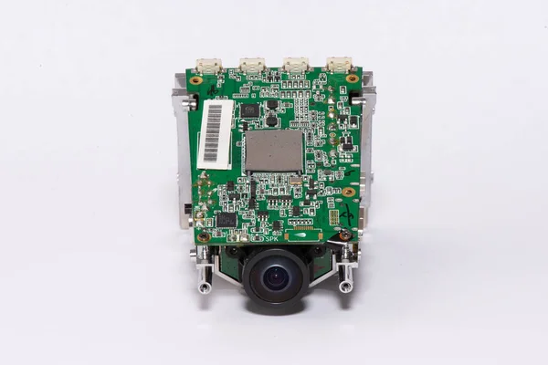 Câmera digital parte lense, câmera de carro em um fundo branco — Fotografia de Stock