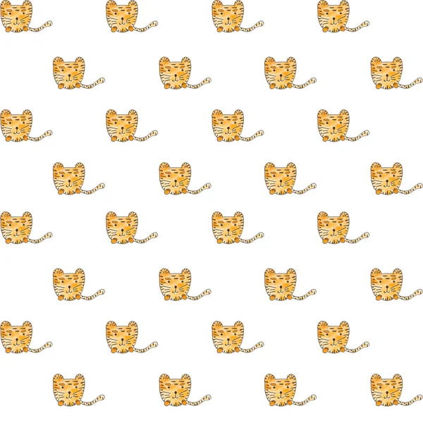 Una tigre, Seamless Pattern. Acquerello disegnato a mano, testa di tigre Sfondo senza cuciture — Foto Stock